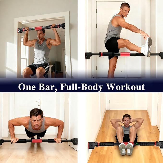 Pull Up Bar for Doorway, Adjustable Chin Up Bar with Smart Lock Mechanism, No Screws Strength Training Equipment for Home Gym Upper Body Workout, Fits Most Door Frames 28.5"- 37"