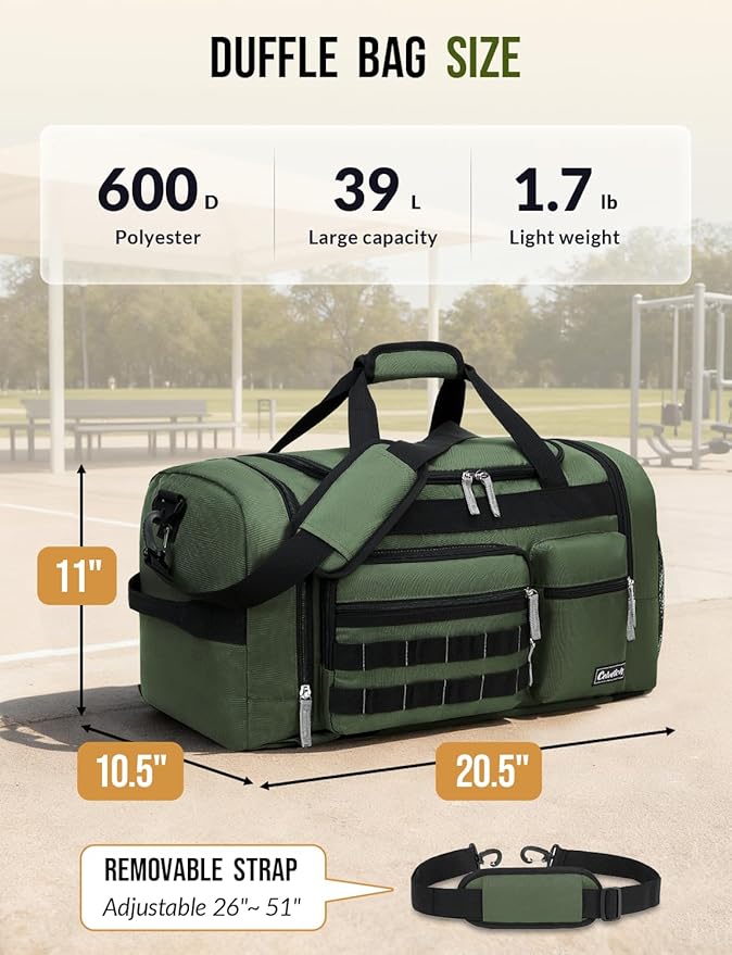 Gym Bag for Men Women with Shoes Compartment 3-in-1 Sports Travel Duffel Bag Multipurpose Weekender Overnight Backpack with Wet Pocket - Green