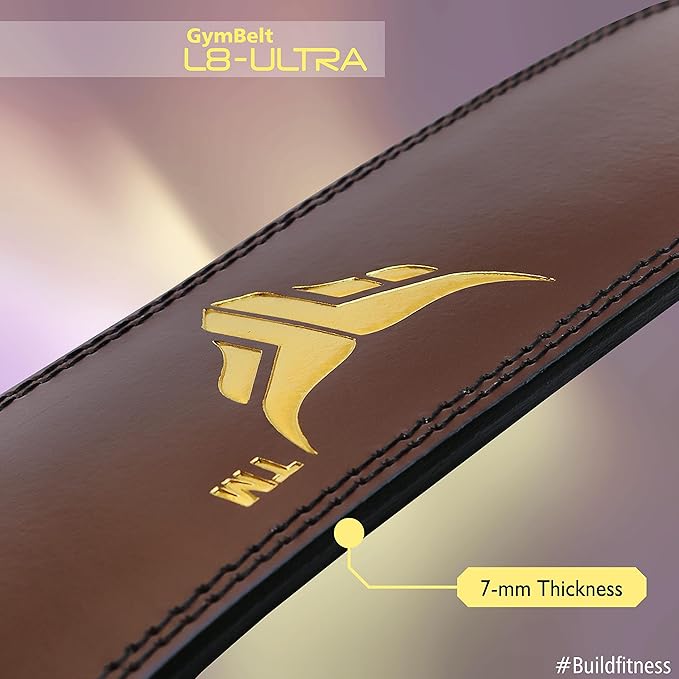 Mytra Fusion Weight Lifting Belt Double Prong Buckle Power Lifting Back Support Belt 100% Leather Gym Belts for Weightlifting Weight Lifting Belts for Men Women, Powerlifting, Strength Training