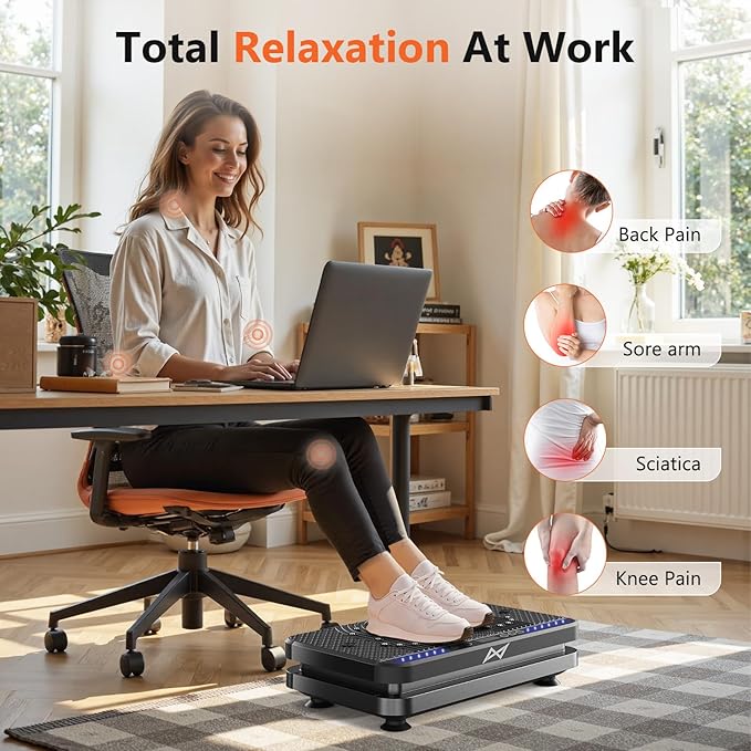 AXV Vibration Plate Fitness Platform Exercise Machine Vibrating Shaking Full Body Shaker Workout Vibrate Stand Shake Board Sport Gym for Weight Loss Fat Burner for Women Men
