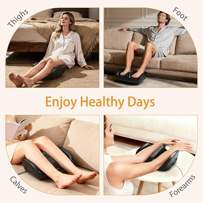 Shiatsu Foot Massager Machine with Heat, Ankles and Calves Massager, Deep Kneading + Rapid Vibration Dual Therapy, Pain Relief, Gifts for Women & Men