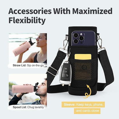 40 oz Insulated Water Bottle with Straw (Cold for 48 Hrs), Stainless Steel Triple Wall Vacuum Sports Water Jug, Leakproof Hydro Cup Flask with Paracord Handle & Straw Spout Lids & DIY Stickers