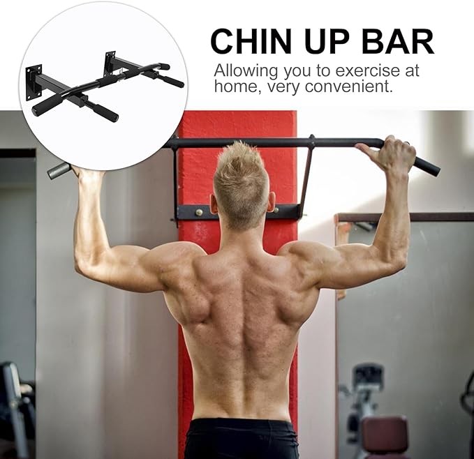 Adjustable Wall-mounted Pull up Bar for Home Gym Heavy Duty Steel Chin up Bar Upper Body Workout for Strength Training