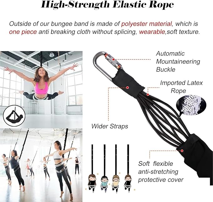 Heavy Duty Bungee Fitness Equipment Set – Bungee Resistance Band For Gym, Yoga & Air Dance，Adjustable Harness With 360° Rotational Devicee，home Suspension Training Kit