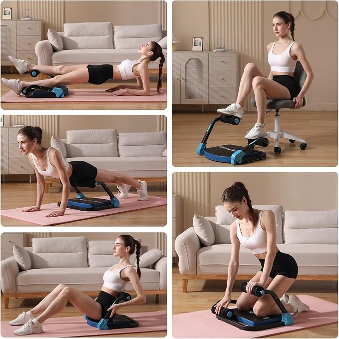 Ab Machine with Resistance Bands for Abdominal Exercise - 3 Levels Adjustable Sit-Up Exercise Equipment for Home Gym, Core & Full Body Workout