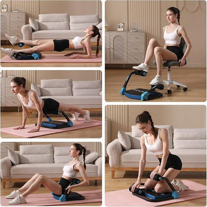 Ab Machine with Resistance Bands for Abdominal Exercise - 3 Levels Adjustable Sit-Up Exercise Equipment for Home Gym, Core & Full Body Workout