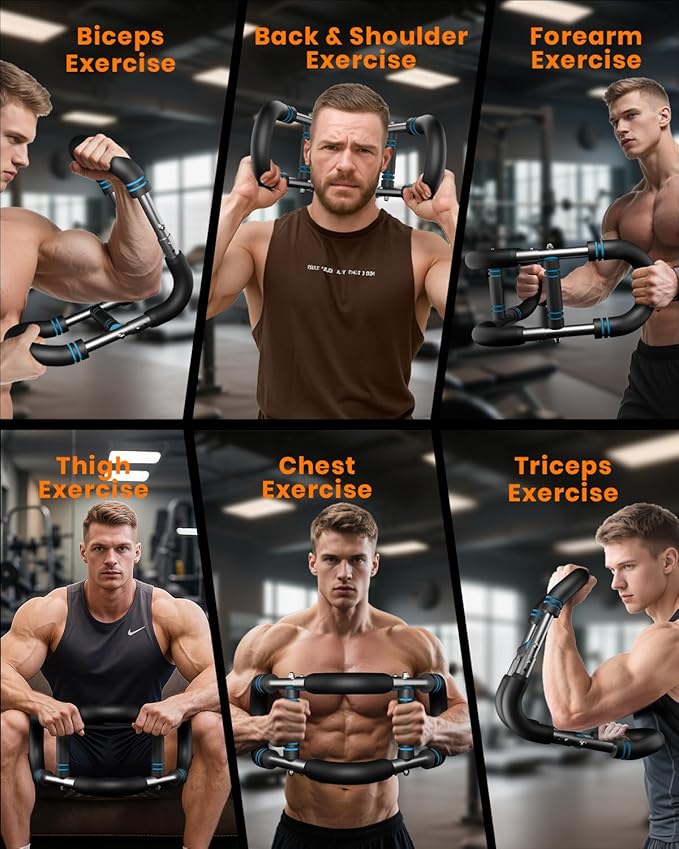 Upgraded Twister Arm Trainer, Adjustable Chest Workout Equipment, Portable Arm Exerciser for Upper Body Strength Training, Detachable Power Twister Bar for Home Gym Fitness