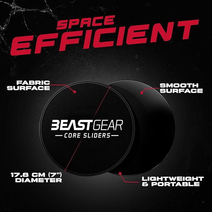 Core Sliders by Beast Gear – Double Sided Gliding Discs for Abdominal Exercises - Carpet and Hard Floors