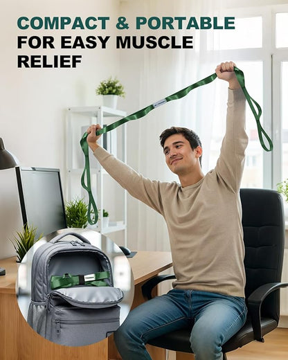 Trideer Stretching Strap for Physical Therapy & Home Rehab, Non-Elastic Yoga Strap for Stretching with Loops for Hamstring, Calf & Back Stretcher Mobility, Hip & Pilates