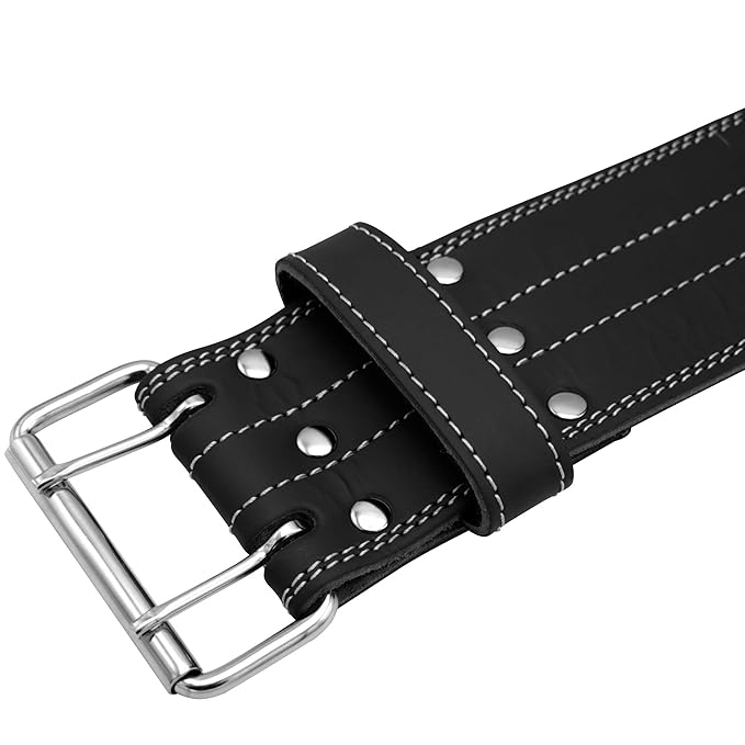 G4 Vision Genuine Leather Power Weight Lifting Adjustable Belt 4" Gym Fitness Bodybuilding Back Support Weightlifting Heavy Workout (Small, Black)
