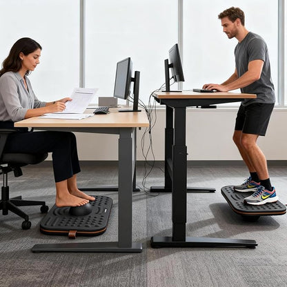 Balance Board For Standing desk, 2-in-1 Dual-Sided Balance Stability Trainer & Anti-Fatigue Standing Mat,Calf Stretcher,Exercise Balance,For Home,Gym,Office