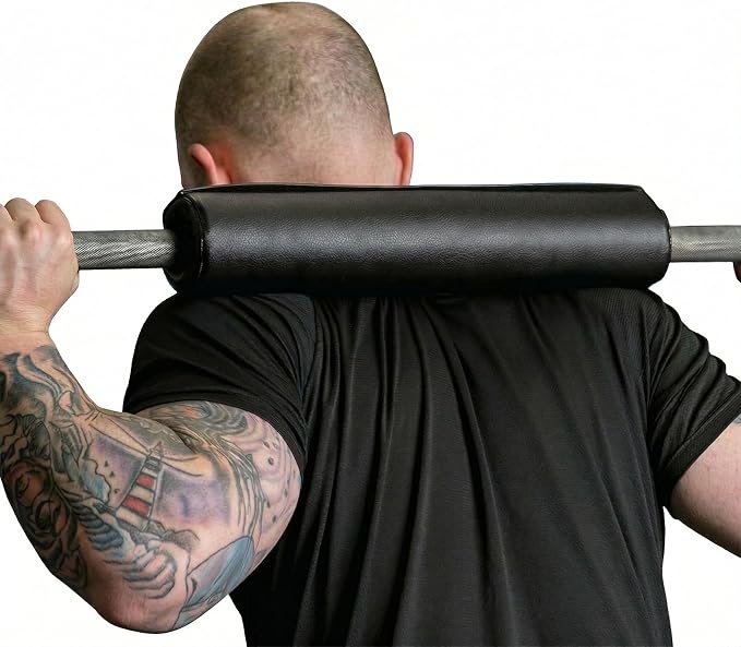 Dark Iron Fitness Barbell Pad w/Extra Thick Foam Padding, Non-Slip Hook and Loop Closure for Olympic Bars Weight Training Shoulder & Neck Protection Support, for Squats Hip Thrusts Lunges