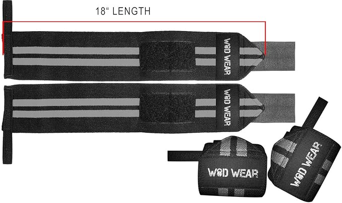 Elastic Wrist Wraps for Powerlifting, Strength Training, Bodybuilding, Cross Training, Olympic Weightlifting, Yoga Support - One Size Fits All