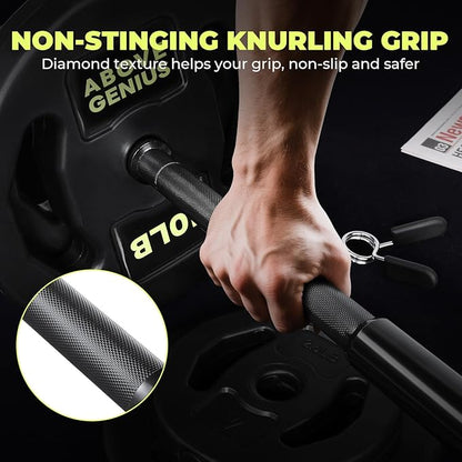 Barbell Weight Set, 45 LB Adjustable Free Weights Bar Set for Home Gym Strength Training, Full Body Workout, Muscle Building, Home Fitness Weight Lifting Equipment