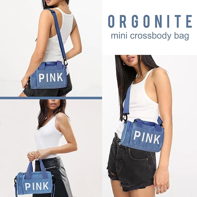 Mini Small Crossbody Bag Gym Bag for Women Men, Cute Small Duffle Bag Aesthetic Sports Handbag, Waterproof Gym Tote Bag Portable Fitness Shoulder Bag for Sports Travel (Blue-b)