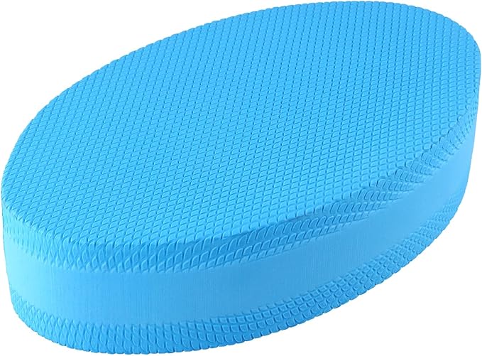 QWORK Stability Trainer Pad - Blue Foam Balance Exercise Cushion for Therapy, Yoga, Pilates, and Fitness - Supports Ankle Stability