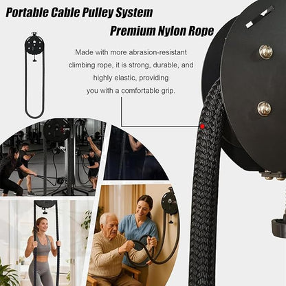 Endless Rope Trainer & Cable Pulley System for Home Gym - Adjustable Resistance Suspension Trainer with Premium Nylon Rope for Full-Body, Arm, Back, and Grip Exercise