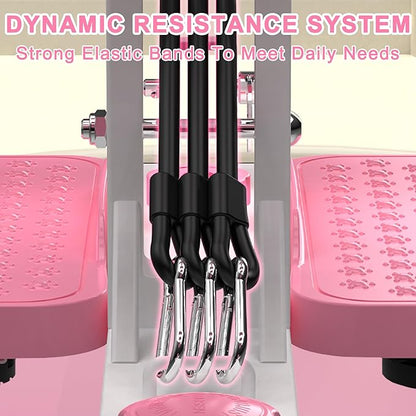 KINMAC Deep Squat Machine for Home-Glutes Trainer Machine with Resistance Bands Squat Assist Trainer for Core & Legs Workout Ideal for Home Gym, Apartment & Office-White Pink