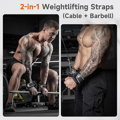 Non-Slip Gym Wrist Sraps for Weightlifting, Double Rubber Weight Lifting Straps with D Rings for Cable Machine Workout, Wrist Wraps with Cushion Wrist Loop for Men Women Deadlift