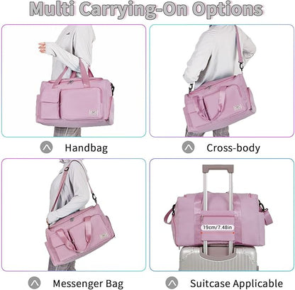 FIORETTO Women's Gym Duffle Bag with Shoes Compartment, 30L Capacity, Ideal for Travel, Gym, Sports, Duffel, Weekender