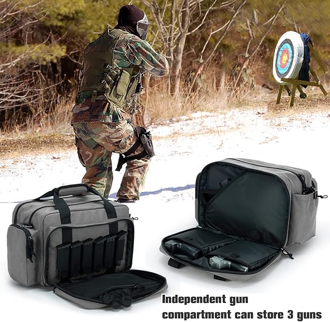 VEAGIA Range Bag,Pistol Case,Gun Range Bags For Handguns And Ammo Pouch 2 Pistols Soft Carrying Shooting Bag