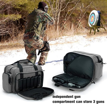 VEAGIA Range Bag,Pistol Case,Gun Range Bags For Handguns And Ammo Pouch 2 Pistols Soft Carrying Shooting Bag