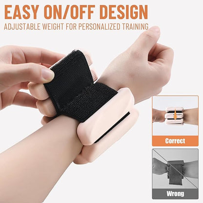 Wrist & Ankle Weights for Women and Men, 2lbs/4lbs Pairs Adjustable Silicone Weighted Bangles for Arm & Leg Workouts, Perfect for Pilates, Barre, Yoga, Walking & Home Fitness 24055