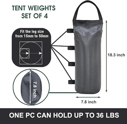 Eurmax USA 145 LBS Weight Capacity Pop up Gazebos Weights Sand Bags for Pop up Canopy Tent Pergola Outdoor Instant Canopies, 4-Pack (Without Sand) Gray