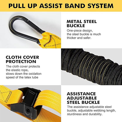 HPYGN Two Foots Pull Up Assistance Bands, Heavy Duty Resistance Band for Pull Up Bar, Adjustable Weight/Size with Fabric Feet/Knee Rest, Bands for Pull Up Assist for Strength Training, Pull Up