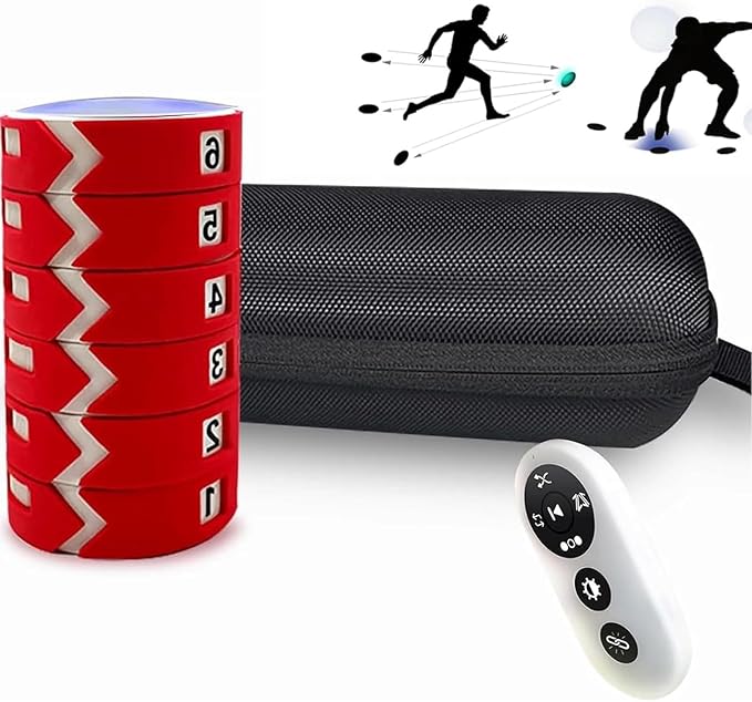 Reaction Training Lights, 6 Lights Agile Fitness Light, Speed Training Equipment, 4 Modes & 4 Light Color, for Football, Boxing, Fitness, Sports