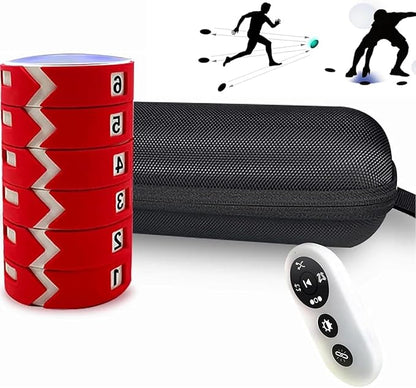 Reaction Training Lights, 6 Lights Agile Fitness Light, Speed Training Equipment, 4 Modes & 4 Light Color, for Football, Boxing, Fitness, Sports