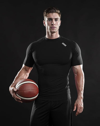 DRSKIN 3, 2 or 1 Pack Men's Compression Shirt Short Sleeve Top Baselayer Sports T-Shirt Athletic Running Active Workout