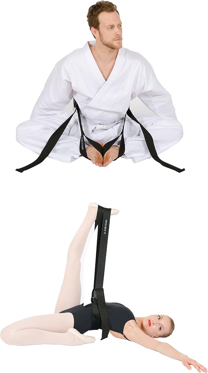 Si-Stretcher Stretching and Flexibility aid for Martial Artists, Dancers, Gymnasts, Cheerleaders, Physical Therapy, Yoga, Pilates & Athletes A Comfortable Stretching Band/Strap