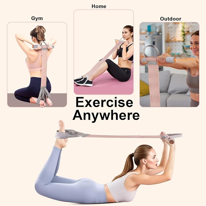 Fabric Resistance Band with Handles,Non-Slip Foot Pedal Puller Resistance Band for Legs & Glutes Working Out