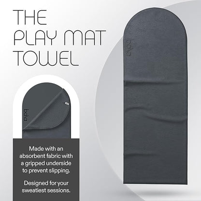 Bala Play Mat Towel, Charcoal - Non-Slip Absorbent Gym Towels Designed for Sweat, Hot Yoga, Pilates & Core Training Workouts - Fitness & Exercise Gear Essentials for Working Out - Men & Women