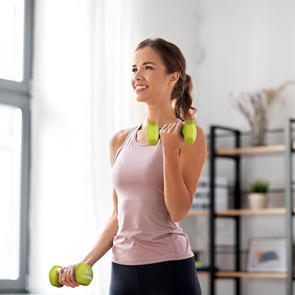 HolaHatha 2, 3, 5, 8, and 10 Pound Neoprene Dumbbell Free Hand Weight Set with Rack, Ideal for Home Exercises to Gain Tone and Definition, Pastel