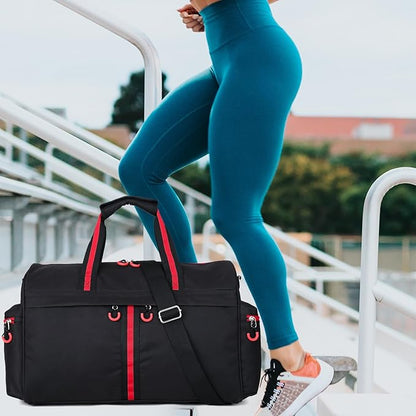 Gym Bag for Women and Men 35L Small Travel Bag for Sports, Gyms and Weekend Getaway with Wet Clothes Compartments Mini Heavy Duty Duffel Bag