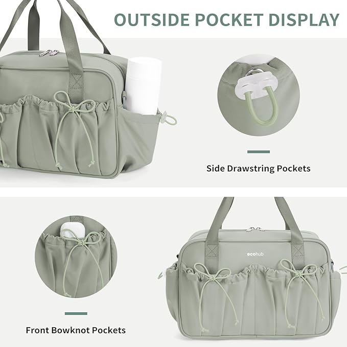 ECOHUB Small Gym Bag for Women, Mini Gym Duffle Bag with Wet Compartment, Bowknot Sports Bag, Cute Gym Tote Bag Dance Yoga Workout Travel Bags Green