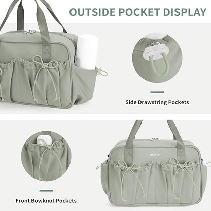ECOHUB Small Gym Bag for Women, Mini Gym Duffle Bag with Wet Compartment, Bowknot Sports Bag, Cute Gym Tote Bag Dance Yoga Workout Travel Bags Green
