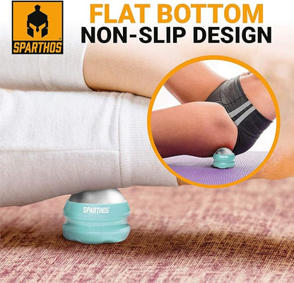 Sparthos Cold Massage Roller Ball - Fitness Cryosphere Massager - Cryo Cryocup Ice Massage Cups - for Muscle, Face, Body Muscles - Manual Polar Icing Cooling Balls - Recoup Message (Mint, 54mm)