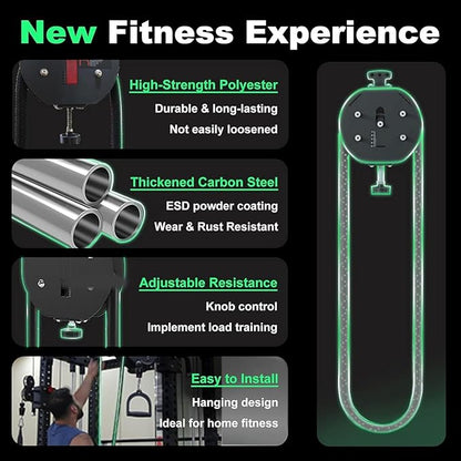 Endless Rope Trainer, Portable Cable Pulley System, Pulley Cable Machine System with 30kg/330lb Adjustable Resistance, Home Gym Equipment, for Grip, Arms, Back, Body Coordination Exercises