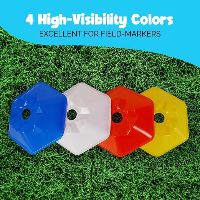 GSi Sports Training Cones for Agility Drills – Soccer & Basketball Multi-Sport Field Markers, Durable Flexible Cones in Multiple Shapes & Packs (20–80 Pack)
