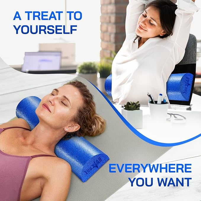 Yes4All Soft-Density Half PE Foam Roller 18 inch for Tissue and Muscle Massage, Back, Legs + Yes4All Medium-Density Half EVA Foam Roller 36 inch for Physical Activities & Muscle Massage