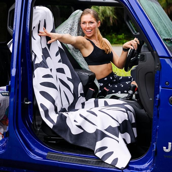 Sprints Athletic Running Towel, Full-Sized, Car Seat Cover - Performance Microfiber (Monstera of Race's Past)