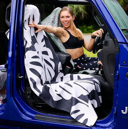Sprints Athletic Running Towel, Full-Sized, Car Seat Cover - Performance Microfiber (Monstera of Race's Past)