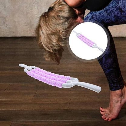 Textured Muscle Massage Roller Stick for Back and Body, Portable Deep Tissue Massage Tool with Three-Row Curved Design, Purple, – for Muscle Relaxation and Fitness