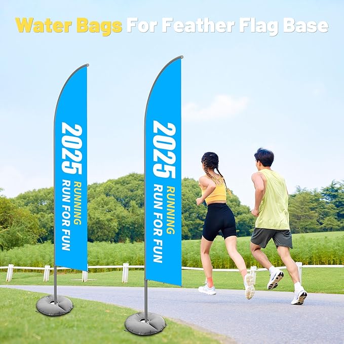 4 Pack 18" Water Bags for Feather Flag Base, Upgraded Thickened PVC Material, Openable Water Weight Bag for Feather Flag Stand Beach Umbrella and Photography Stand, 20 lbs Each