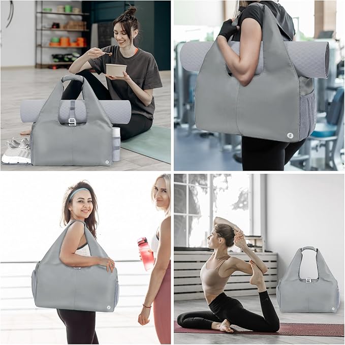 sportsnew Yoga Gym Bags for Women with Shoes Compartment & Wet Dry Storage Pockets & Adjustable Yoga Mat Holder, Patent Pending