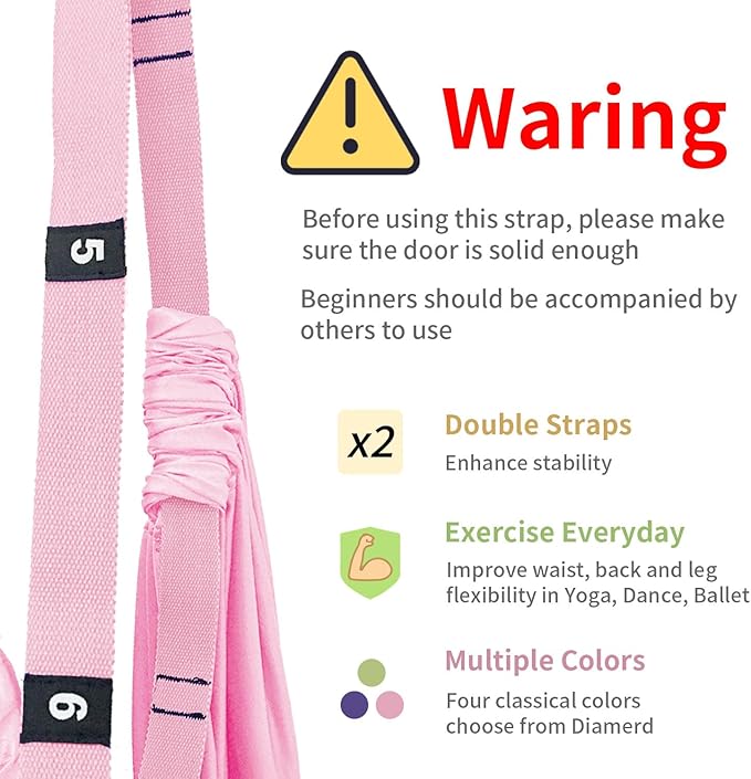 Leg Stretcher Strap Adjustable Fitness Strap Band for Waist Trainer Stretching Door Swing Flexibility Tensile Trainer with Carrying Pouch Back Bend Go Upside-Down for Yoga Practitioner Ballet Dancer Gymnastics Exercises