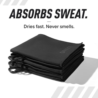 Sweat Absorbing Handkerchiefs - The Original Pocket-Sized Sweat Towels - Quick-Dry Microfiber Sweat Rags for Face, Hands, & Body - Gym, Sports, and Work (Black: Large Size, 3 Pack)